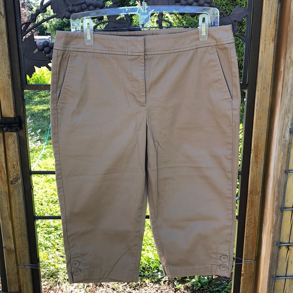 Talbots tan mostly cotton pedal pushers size 12P